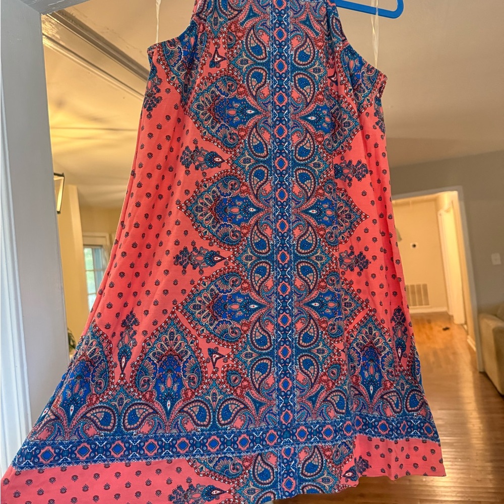 As U Wish Orange and Blue Paisley Dress